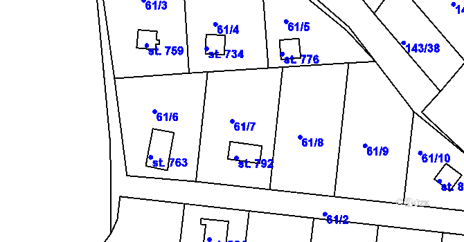 Parcela st. 61/7 v KÚ Podhrad, Katastrální mapa