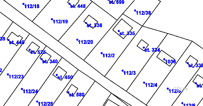 Parcela st. 112/2 v KÚ Podhrad, Katastrální mapa