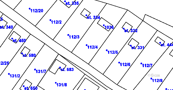 Parcela st. 112/4 v KÚ Podhrad, Katastrální mapa
