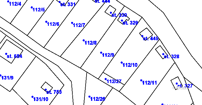 Parcela st. 112/9 v KÚ Podhrad, Katastrální mapa