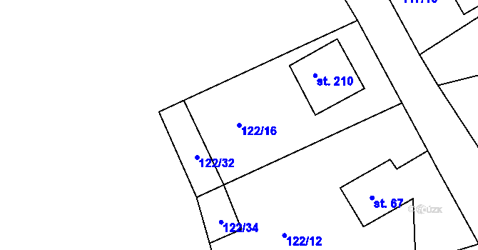 Parcela st. 122/16 v KÚ Podhrad, Katastrální mapa