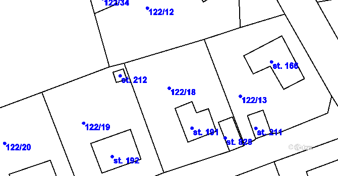 Parcela st. 122/18 v KÚ Podhrad, Katastrální mapa
