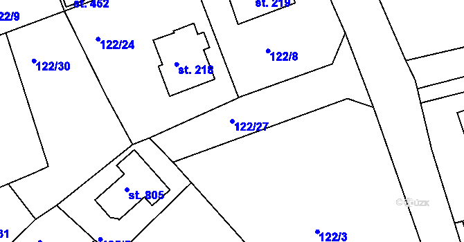 Parcela st. 122/27 v KÚ Podhrad, Katastrální mapa