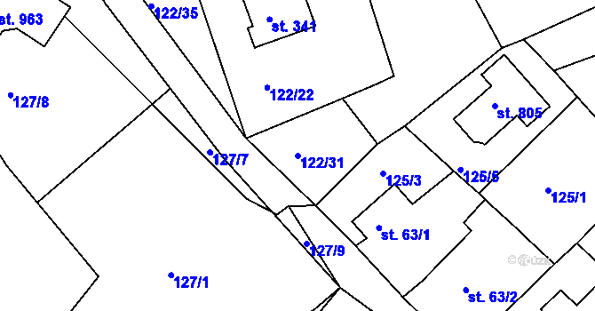 Parcela st. 122/31 v KÚ Podhrad, Katastrální mapa