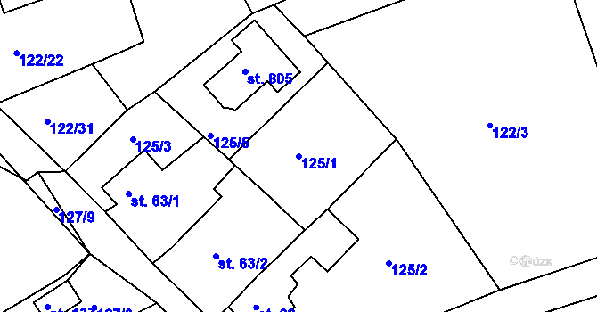 Parcela st. 125/1 v KÚ Podhrad, Katastrální mapa