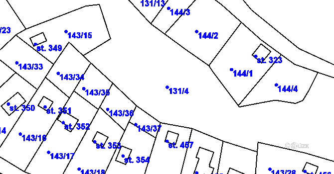 Parcela st. 131/4 v KÚ Podhrad, Katastrální mapa