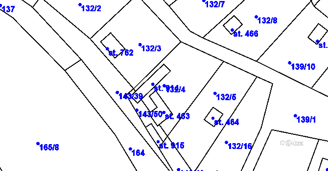 Parcela st. 132/4 v KÚ Podhrad, Katastrální mapa