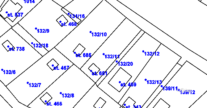 Parcela st. 132/11 v KÚ Podhrad, Katastrální mapa