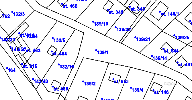 Parcela st. 139/1 v KÚ Podhrad, Katastrální mapa