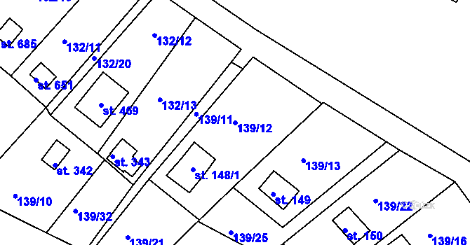 Parcela st. 139/12 v KÚ Podhrad, Katastrální mapa