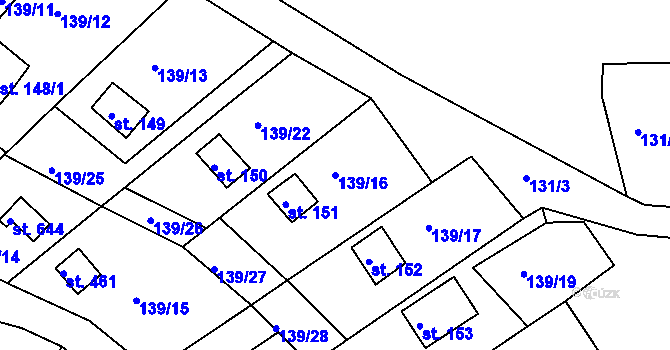 Parcela st. 139/16 v KÚ Podhrad, Katastrální mapa