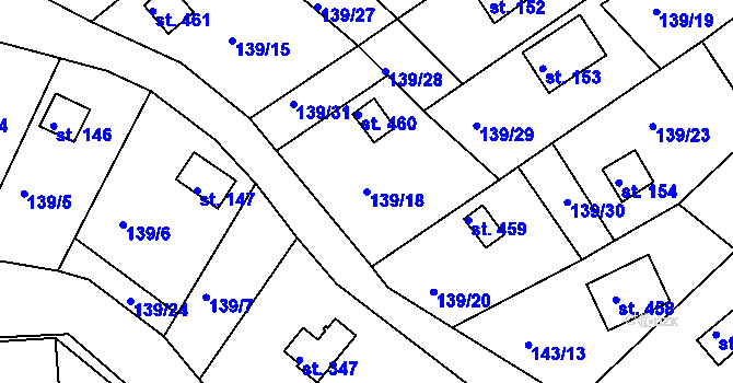 Parcela st. 139/18 v KÚ Podhrad, Katastrální mapa