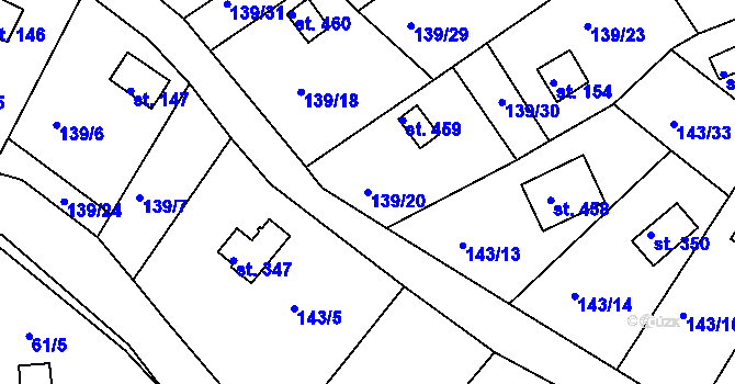 Parcela st. 139/20 v KÚ Podhrad, Katastrální mapa