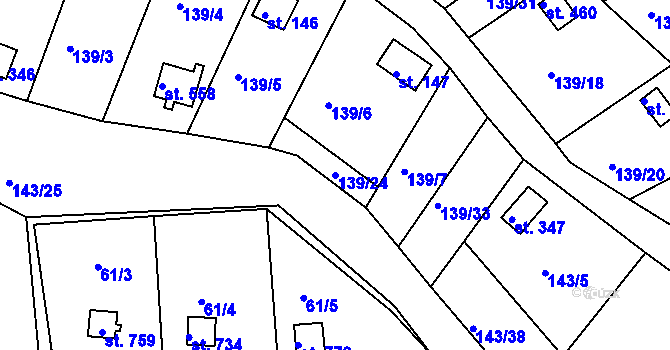 Parcela st. 139/24 v KÚ Podhrad, Katastrální mapa