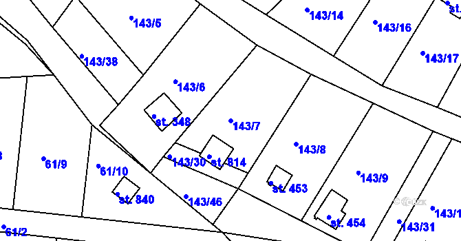Parcela st. 143/7 v KÚ Podhrad, Katastrální mapa