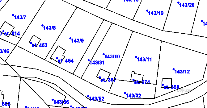 Parcela st. 143/10 v KÚ Podhrad, Katastrální mapa