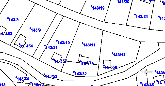 Parcela st. 143/11 v KÚ Podhrad, Katastrální mapa