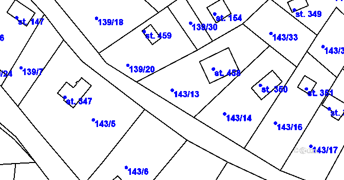 Parcela st. 143/13 v KÚ Podhrad, Katastrální mapa
