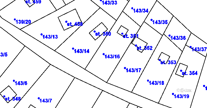 Parcela st. 143/16 v KÚ Podhrad, Katastrální mapa