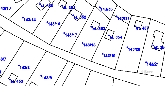 Parcela st. 143/18 v KÚ Podhrad, Katastrální mapa