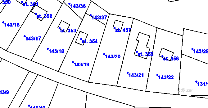 Parcela st. 143/20 v KÚ Podhrad, Katastrální mapa