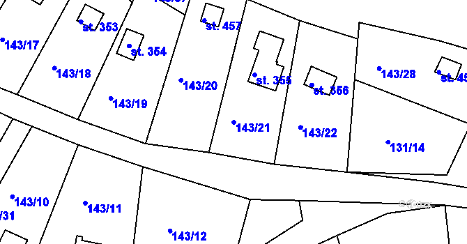 Parcela st. 143/21 v KÚ Podhrad, Katastrální mapa