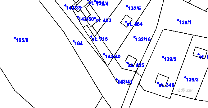 Parcela st. 143/40 v KÚ Podhrad, Katastrální mapa