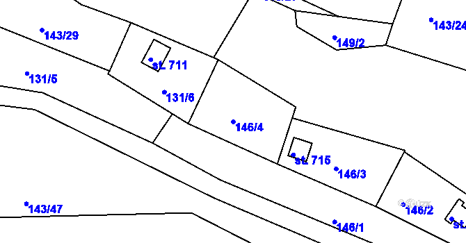 Parcela st. 146/4 v KÚ Podhrad, Katastrální mapa