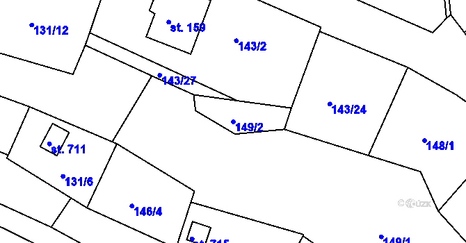 Parcela st. 149/2 v KÚ Podhrad, Katastrální mapa