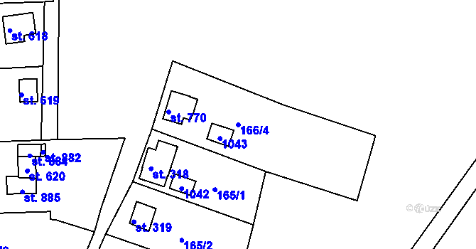 Parcela st. 166/4 v KÚ Podhrad, Katastrální mapa