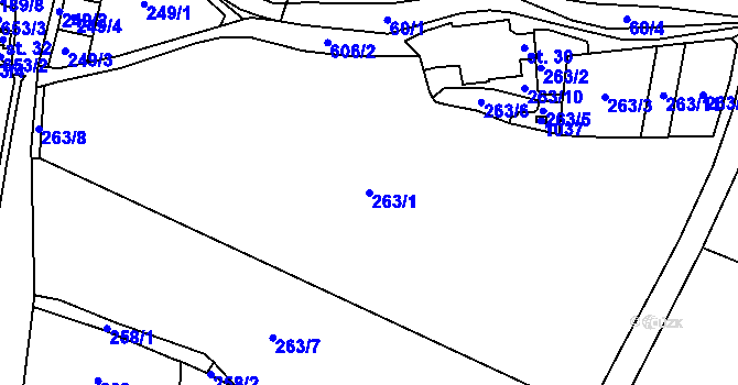 Parcela st. 263/1 v KÚ Podhrad, Katastrální mapa