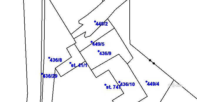 Parcela st. 436/9 v KÚ Podhrad, Katastrální mapa