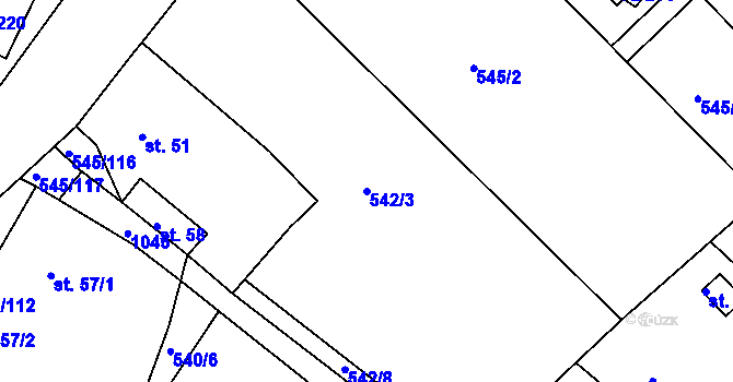 Parcela st. 542/3 v KÚ Podhrad, Katastrální mapa
