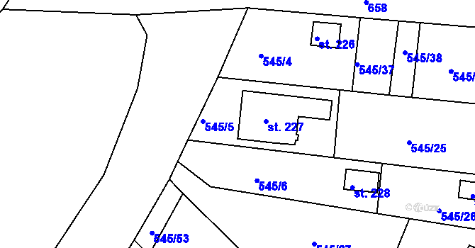 Parcela st. 545/5 v KÚ Podhrad, Katastrální mapa