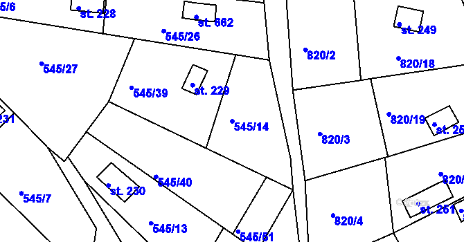 Parcela st. 545/14 v KÚ Podhrad, Katastrální mapa