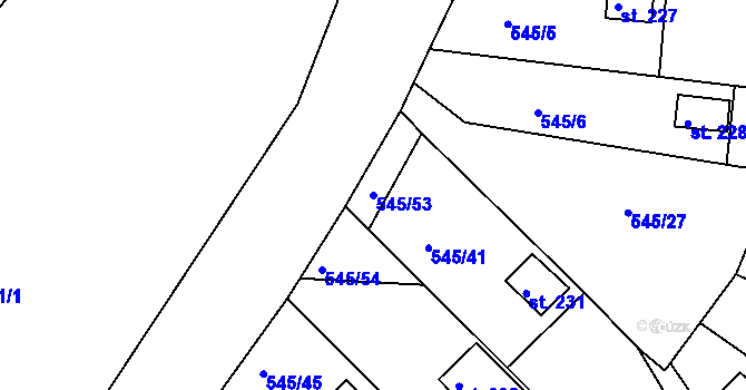 Parcela st. 545/53 v KÚ Podhrad, Katastrální mapa