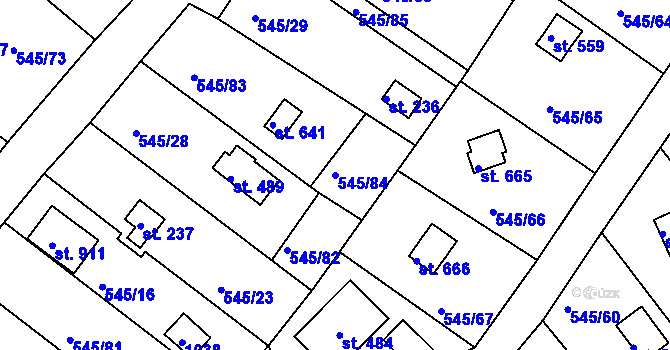 Parcela st. 545/84 v KÚ Podhrad, Katastrální mapa