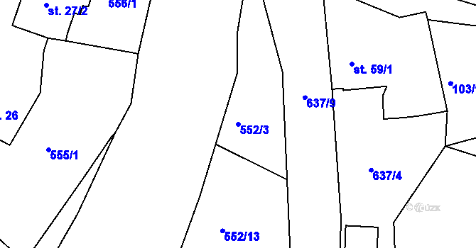 Parcela st. 552/3 v KÚ Podhrad, Katastrální mapa