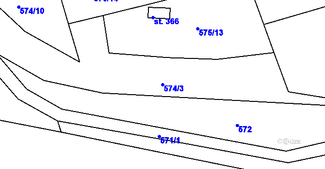 Parcela st. 574/3 v KÚ Podhrad, Katastrální mapa