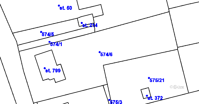 Parcela st. 574/6 v KÚ Podhrad, Katastrální mapa