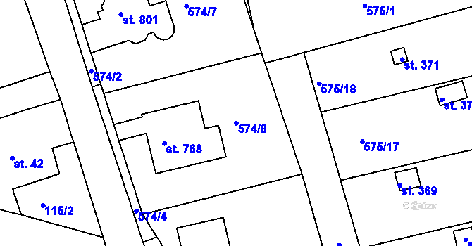 Parcela st. 574/8 v KÚ Podhrad, Katastrální mapa