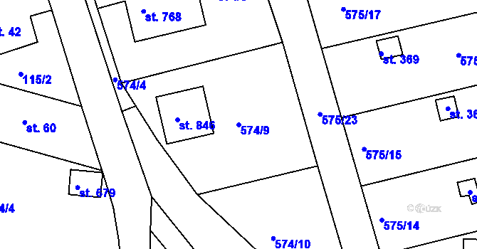 Parcela st. 574/9 v KÚ Podhrad, Katastrální mapa