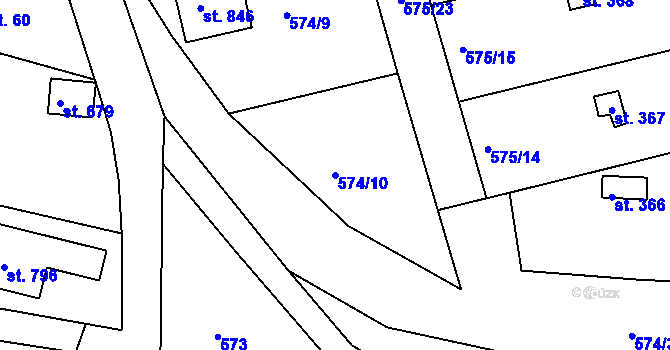 Parcela st. 574/10 v KÚ Podhrad, Katastrální mapa