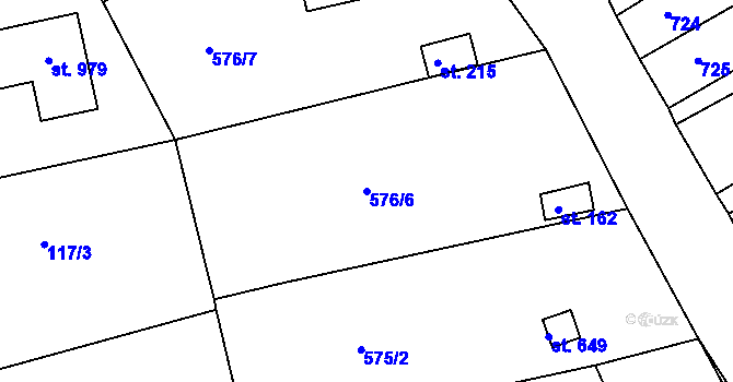 Parcela st. 576/6 v KÚ Podhrad, Katastrální mapa