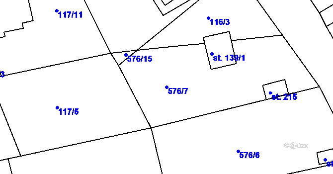 Parcela st. 576/7 v KÚ Podhrad, Katastrální mapa