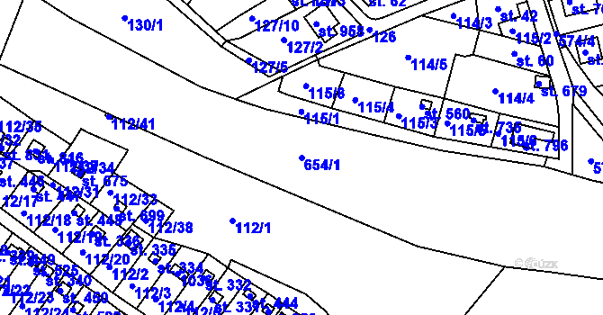 Parcela st. 654/1 v KÚ Podhrad, Katastrální mapa