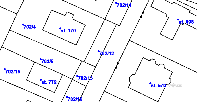 Parcela st. 702/12 v KÚ Podhrad, Katastrální mapa