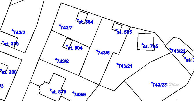 Parcela st. 743/6 v KÚ Podhrad, Katastrální mapa