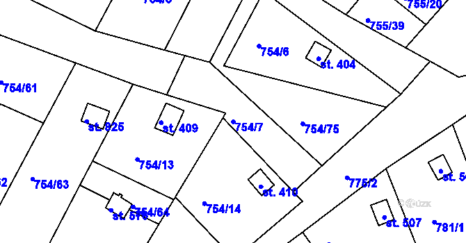Parcela st. 754/7 v KÚ Podhrad, Katastrální mapa