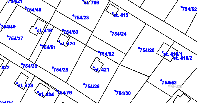 Parcela st. 754/52 v KÚ Podhrad, Katastrální mapa